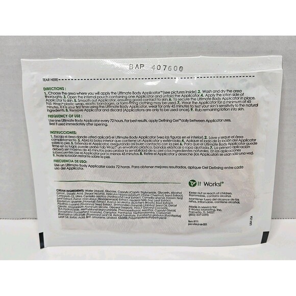 It Works! Ultimate Body Applicator Contouring Wraps, 4 Applications New Open Box - Picture 5 of 5